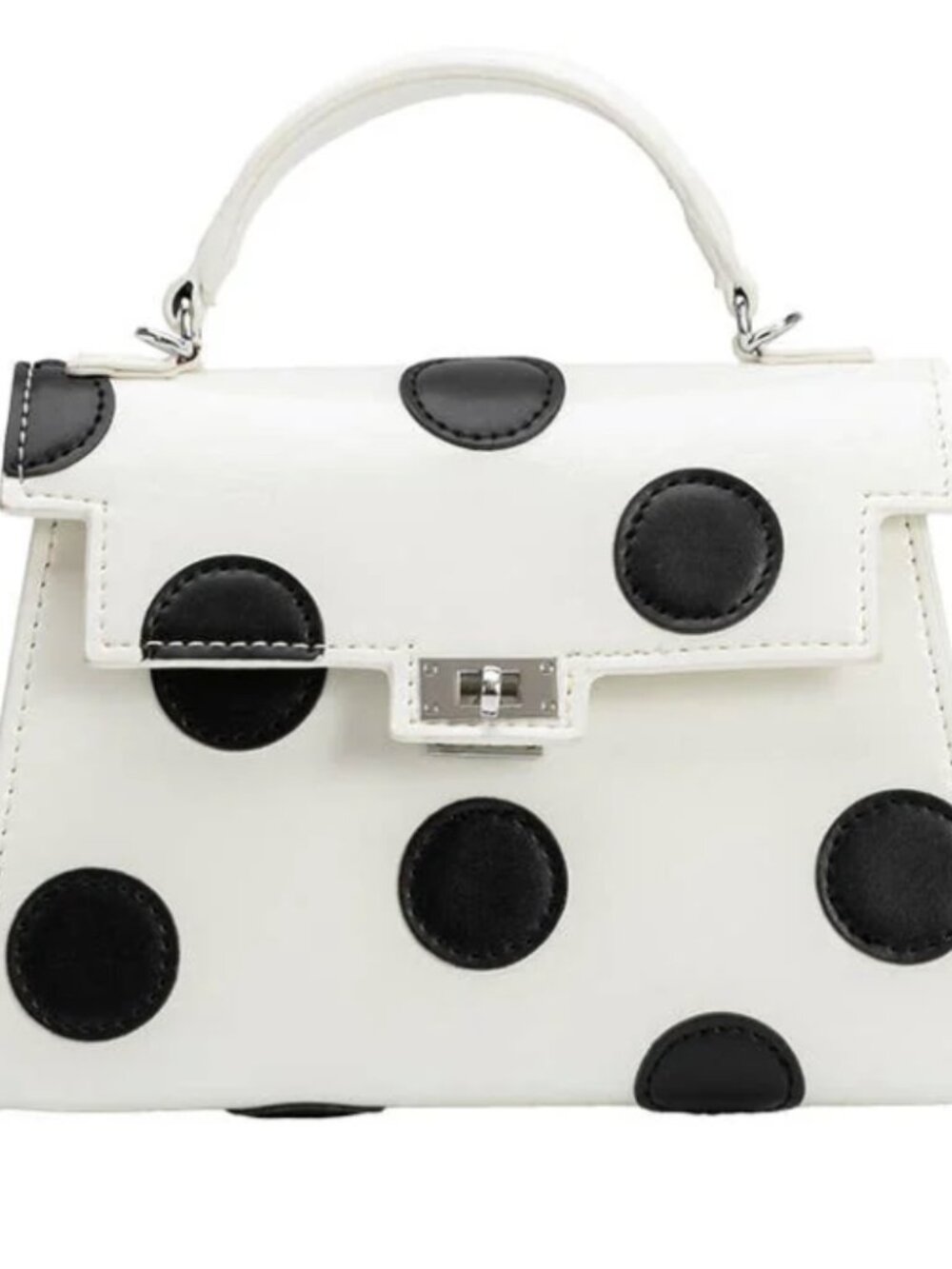 Melie Bianco Maisel Faux Leather Top-Handle Crossbody Bag Polka Dots WHITE